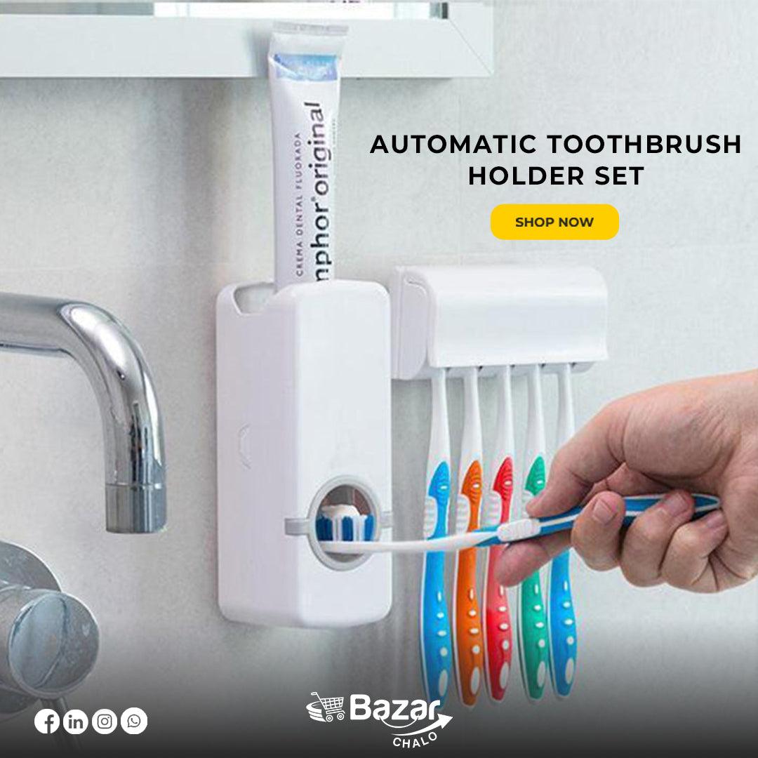 Automatic Toothpaste Dispenser & Toothbrush Holder Set - Bazar Chalo