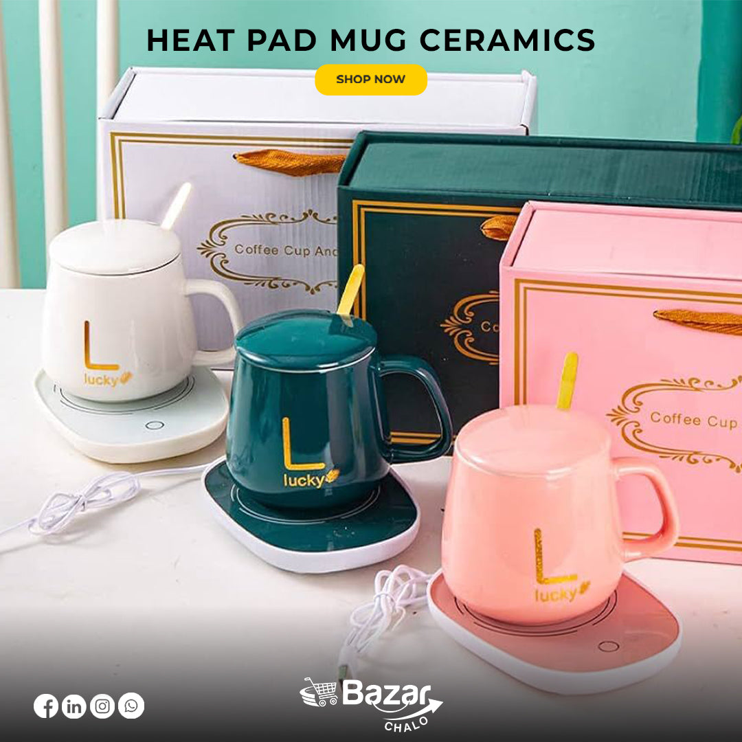Ceramic Coffee Cup with Heating Pad | Electric Mug Warmer