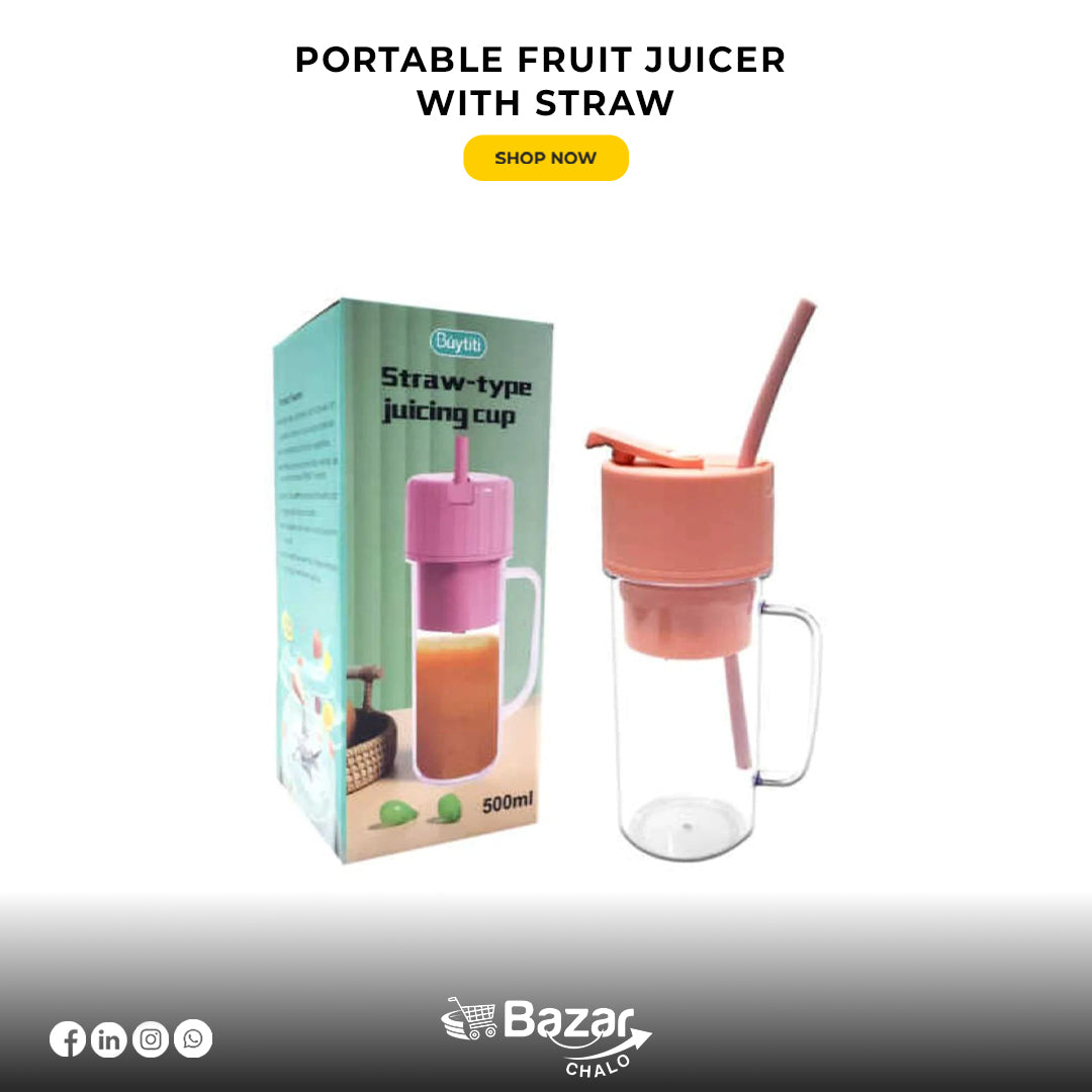 portable fruit juicer with straw