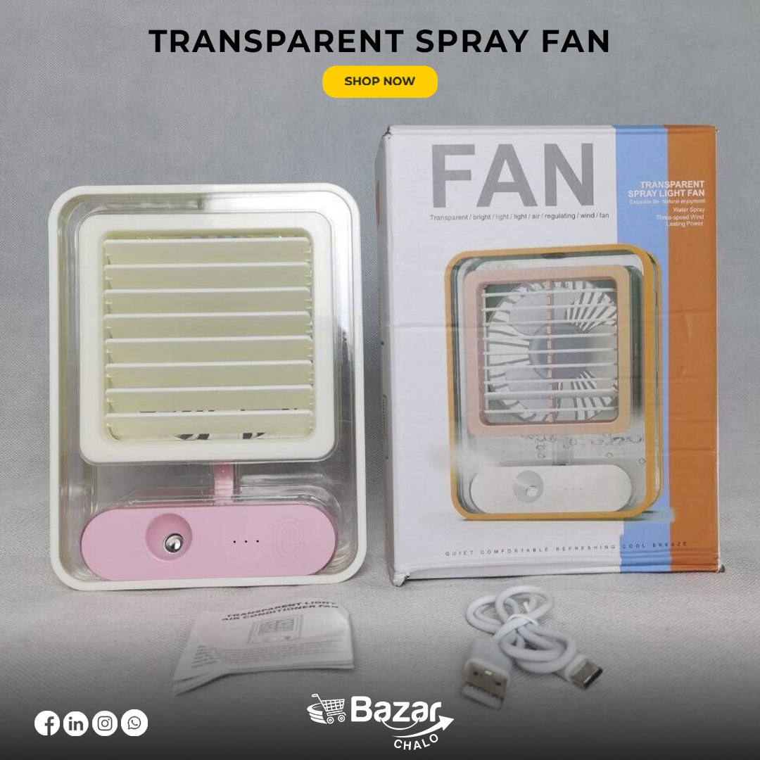 Transparent Spray Fan | Portable Cooling Misting Fan for Summer