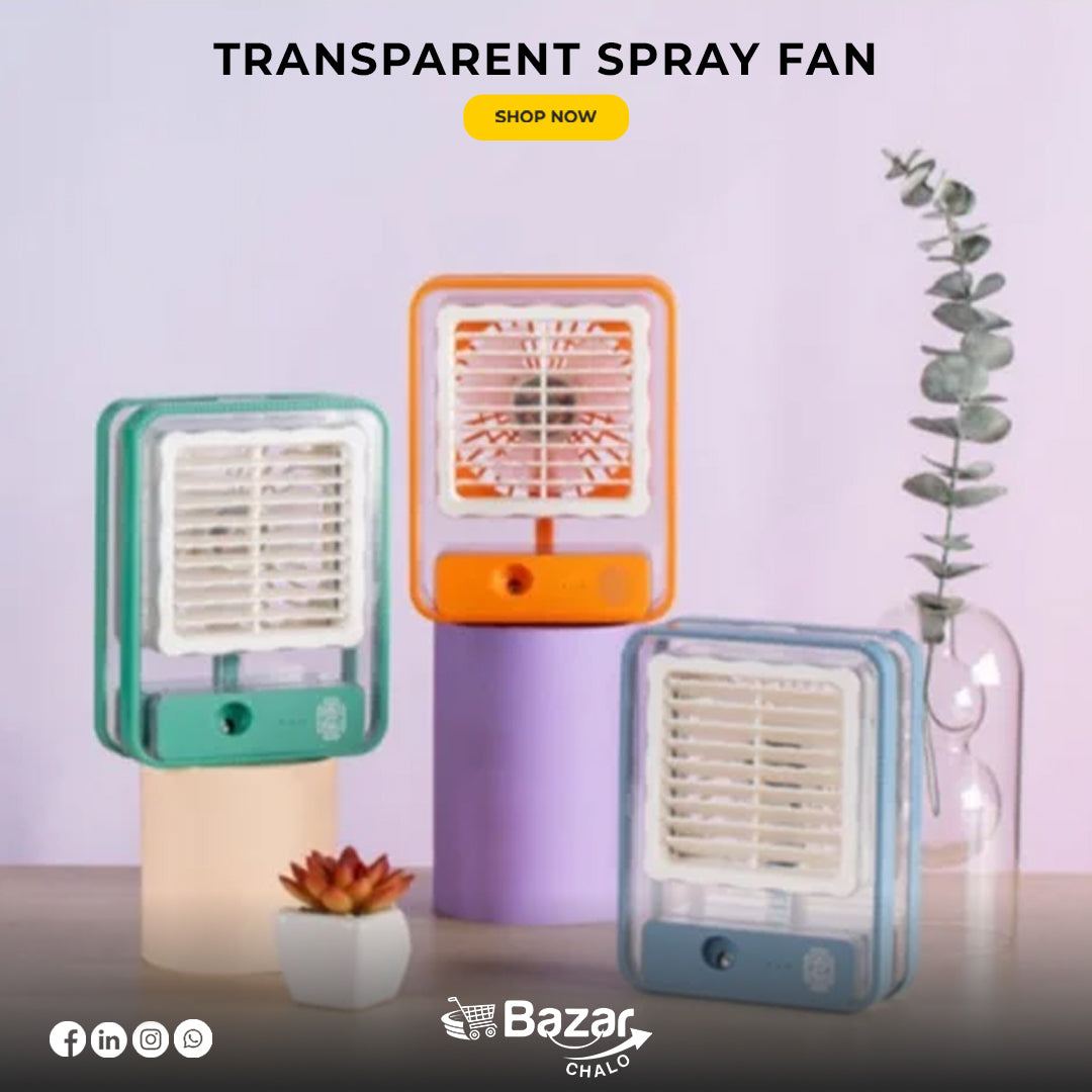 Transparent Spray Fan | Portable Cooling Misting Fan for Summer