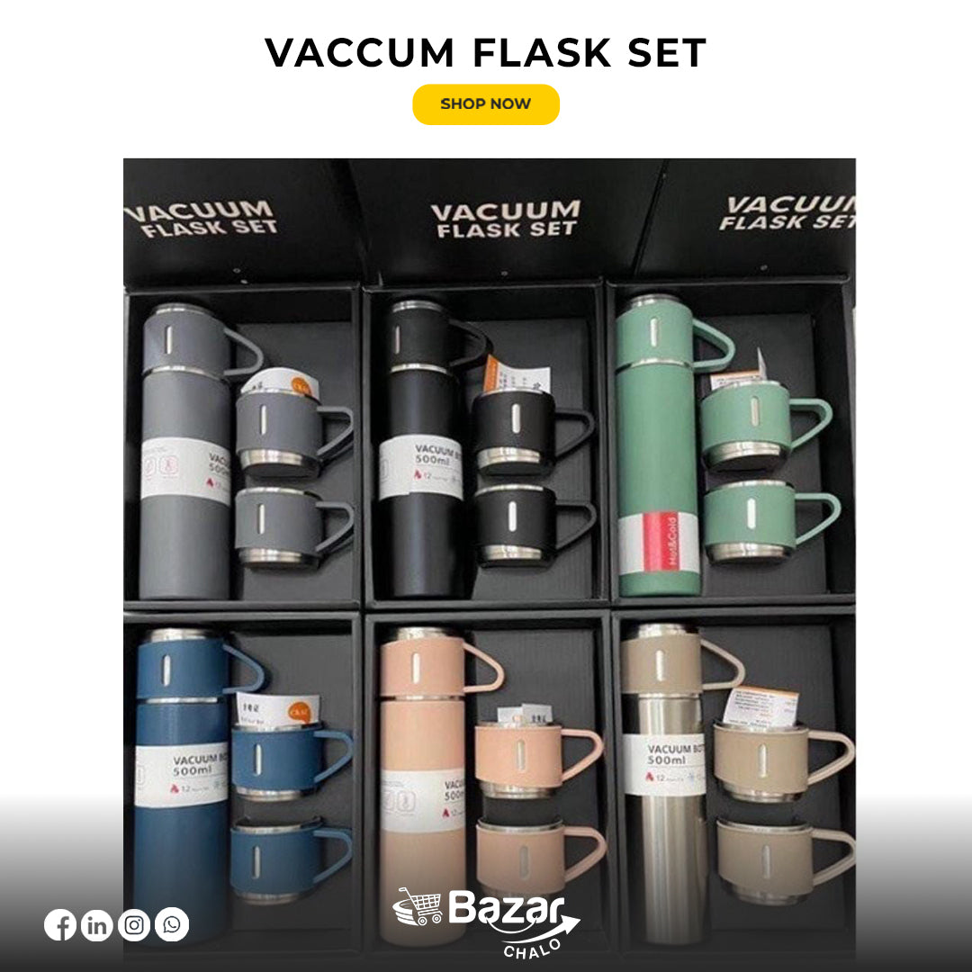 Premium Vacuum Flask Set | Insulated Bottles for Hot & Cold Drinks