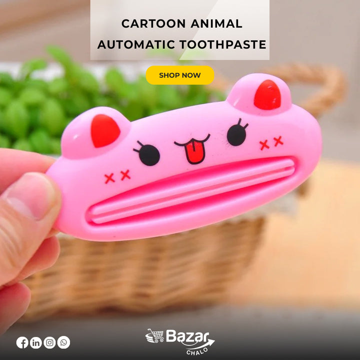 Cartoon Animal Modeling Automatic Squeeze Toothpaste 2 Pcs set - Bazar Chalo