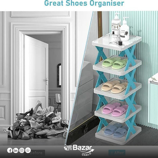 5 Layer Stackable Shoe Storage Rack Organizer - Bazar Chalo