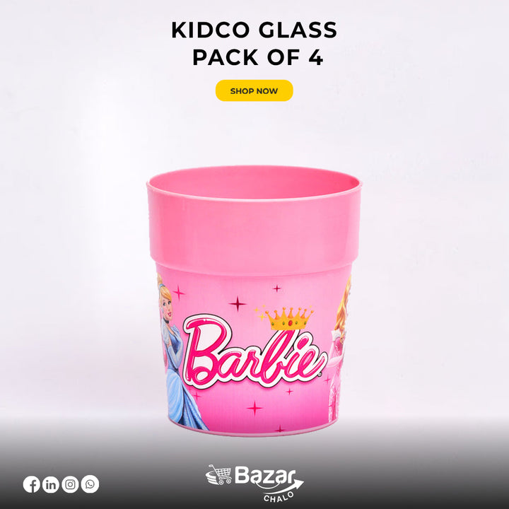 Pack of 4 Kidco Drinking Glass Set For Kids Girls and Boys - Bazar Chalo